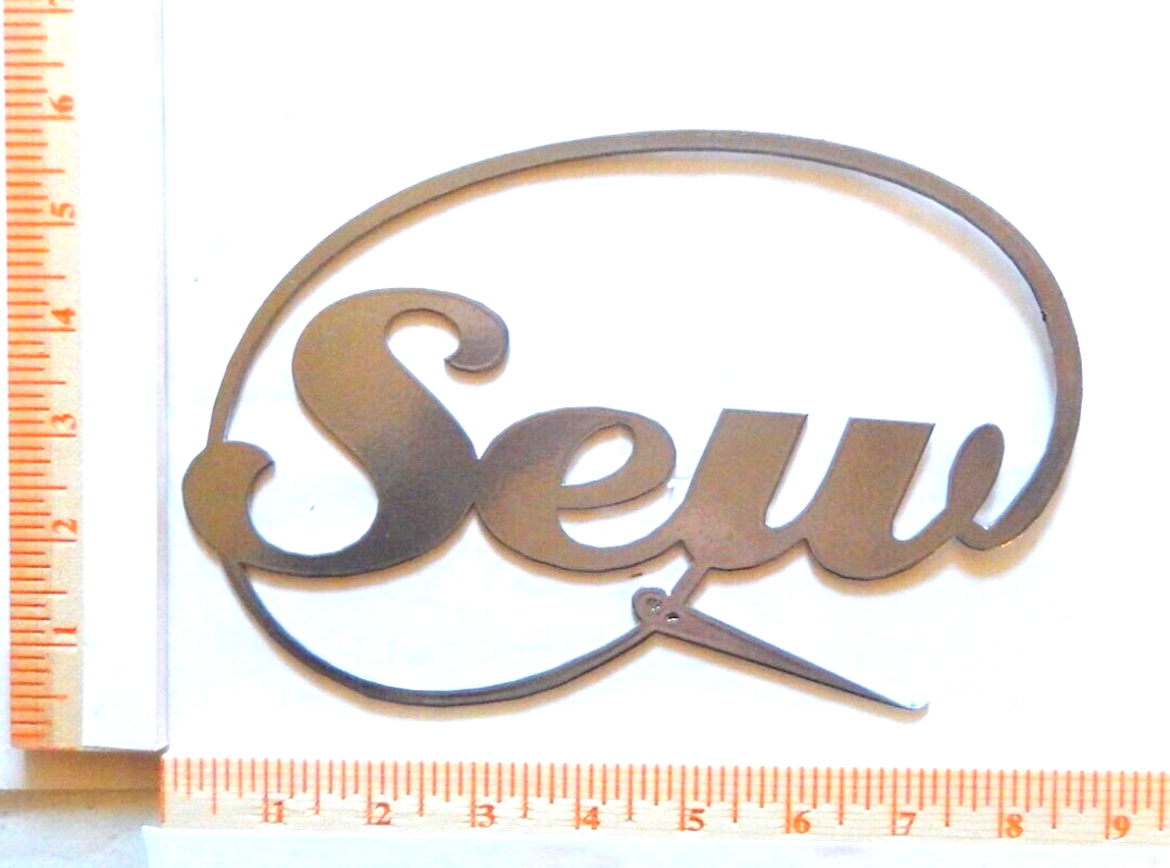 ~NEW~14ga. "SEW" Silver Metal Wall Art ~ 9" x 5.5"
