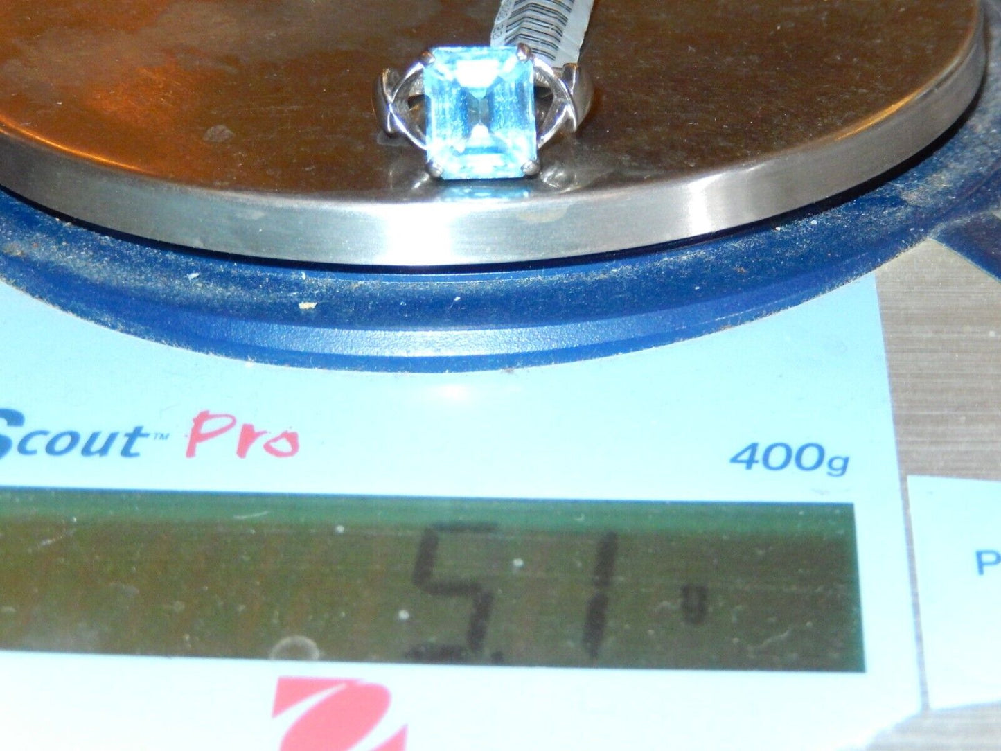 *VINTAGE* 5.00CT Swiss Blue Topaz 925 Sterling Silver Band Solitaire Ring 7