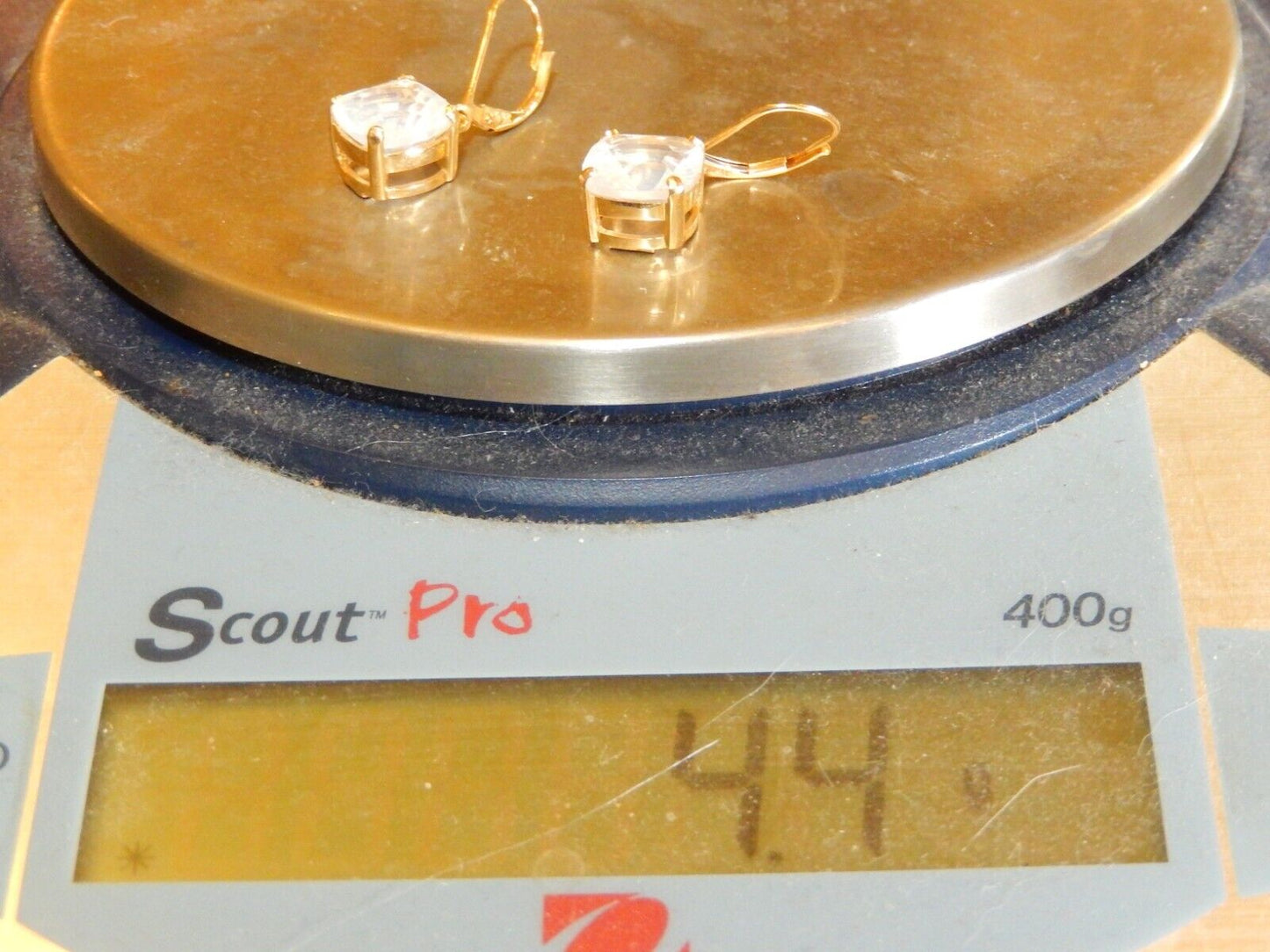 *VINTAGE* 14K Yellow Gold 16.00 CT White Pearl Opal Lever back Dangle Earrings