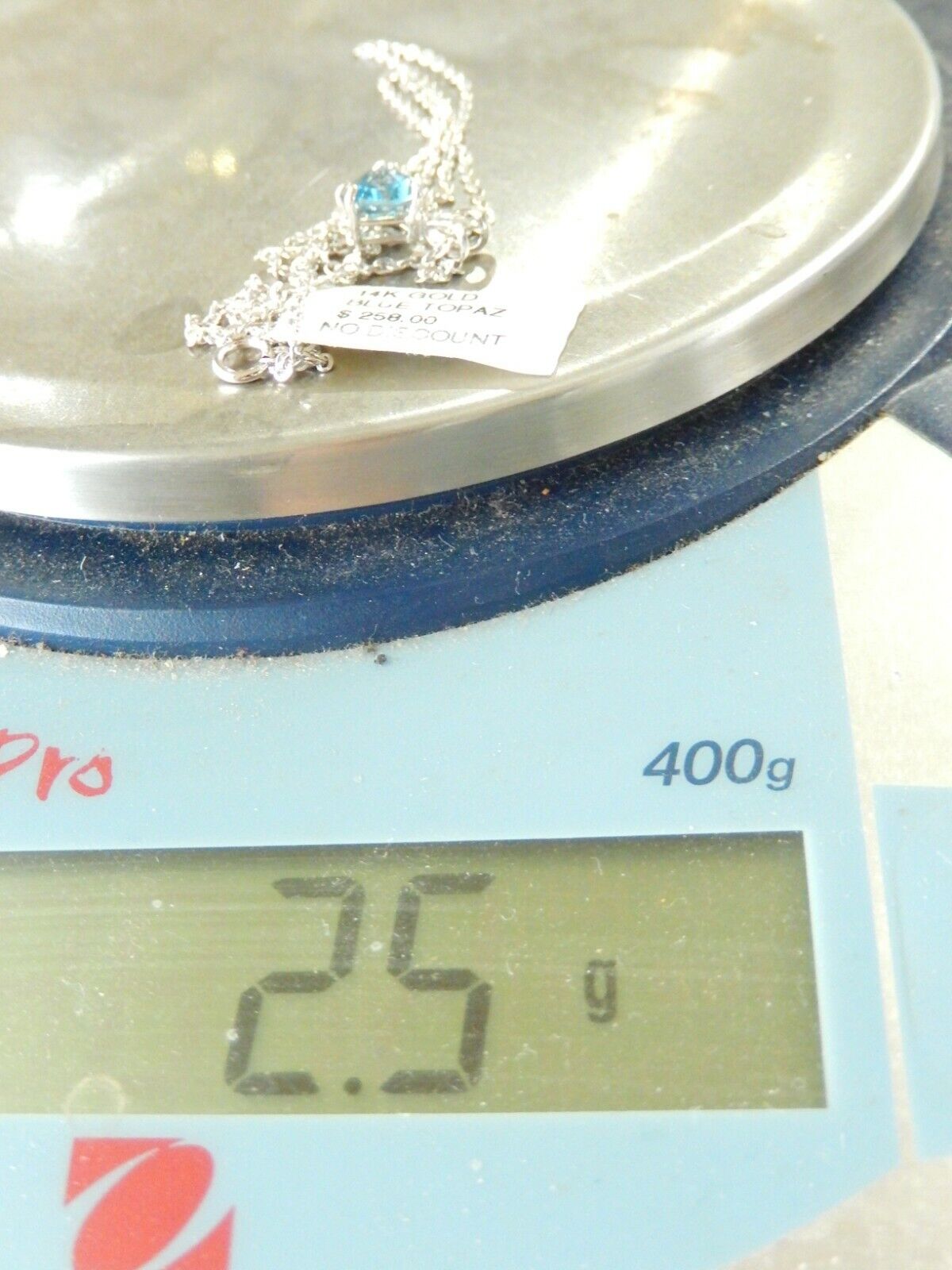 14K White Gold .50 Ct London Blue Topaz Solitaire Pendant w/18" Chain