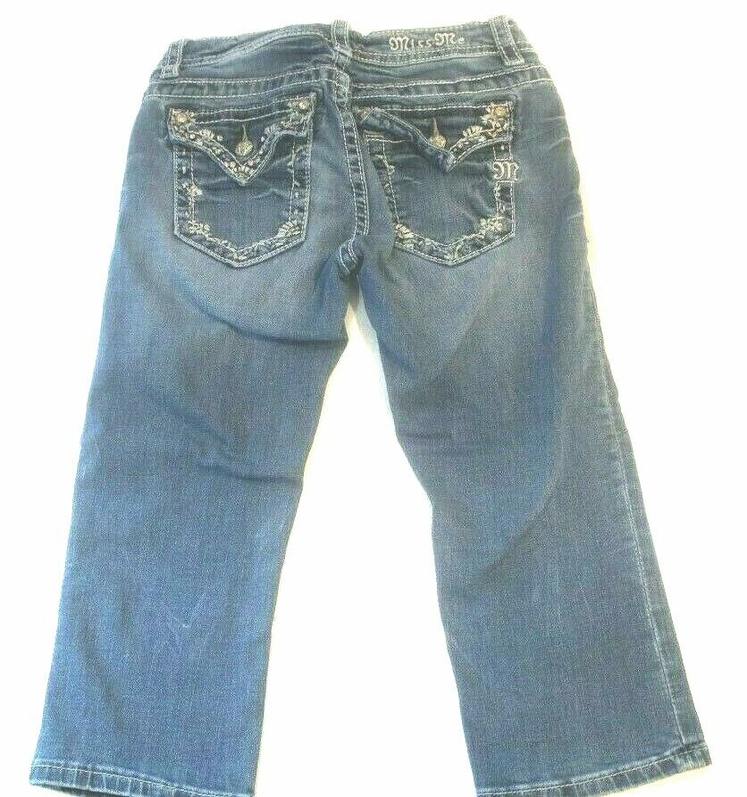 Miss Me Denim Cuffed Capri Girls Youth Sparkly Bling Jeans Sz 16