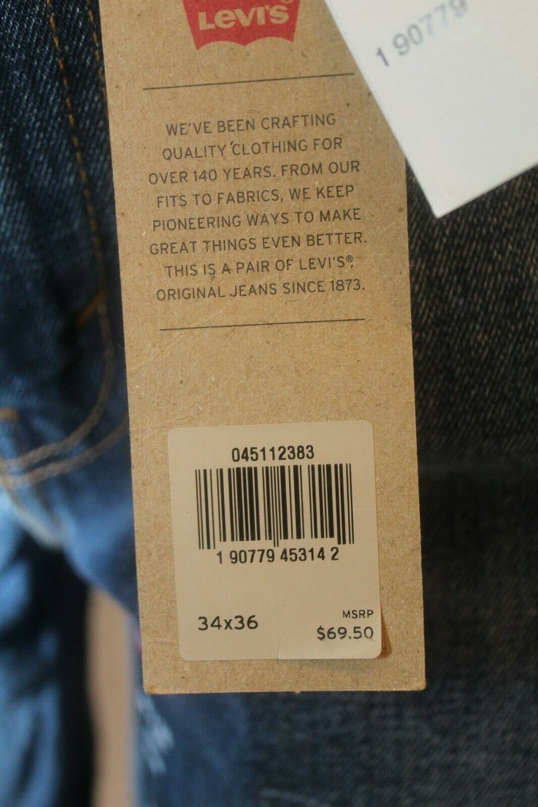 *NWT* $70. LEVIS Mens 511 Slim Fit Jeans Patchwork Distressed Denim W34 x L36