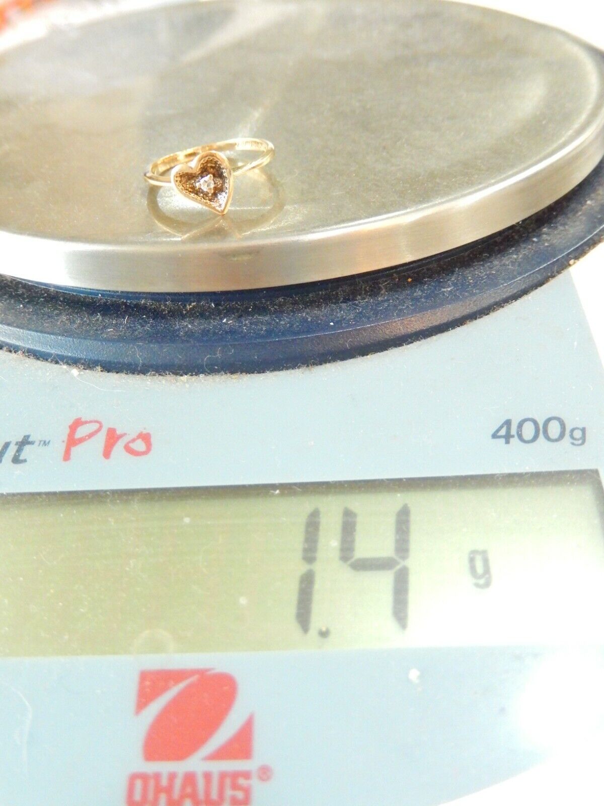 10K Yellow Gold Diamond Heart Ring Size 5