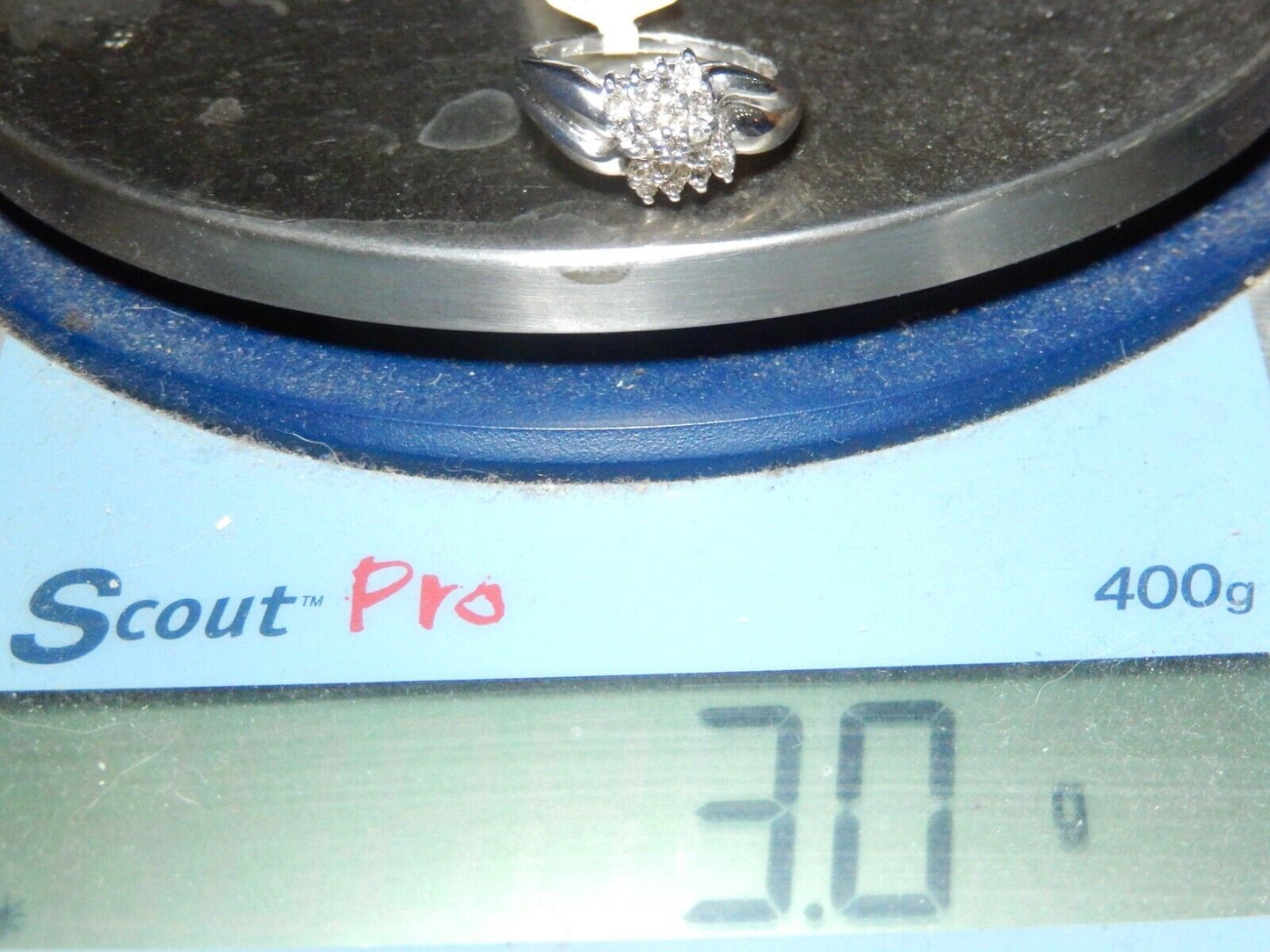 *NWT* 10k White Gold .25 CT Natural Diamond Cocktail Cluster Ring Size 6.5