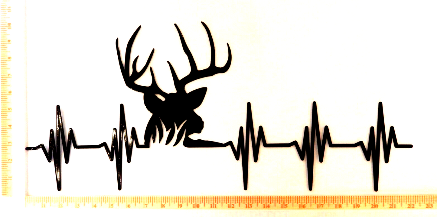 "NEW" 14ga. "Buck Silhouette Heart Beat " Metal Wall Art Decor 22" x 10"