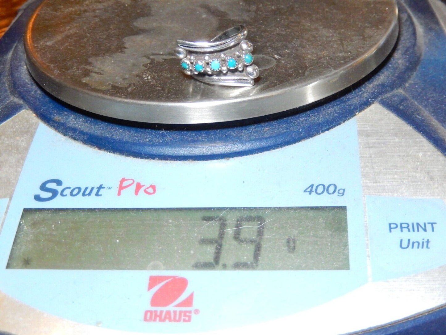 VINTAGE SOUTHWEST STERLING SILVER NATIVE AMERICAN TURQUOISE RING SZ 7