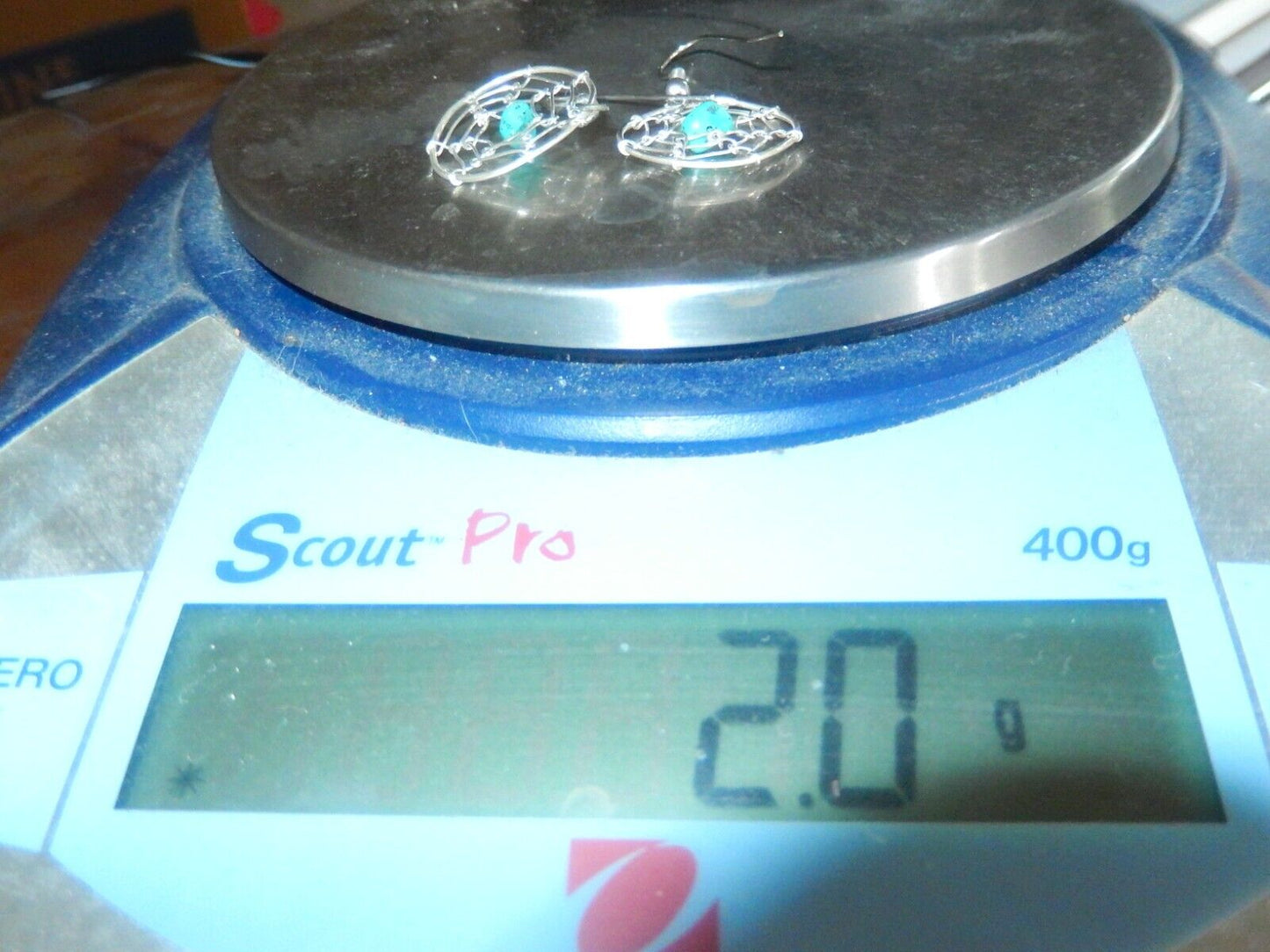 *VINTAGE* Southwest Sterling Silver 925 Turquoise Spiderweb Dangle Earrings