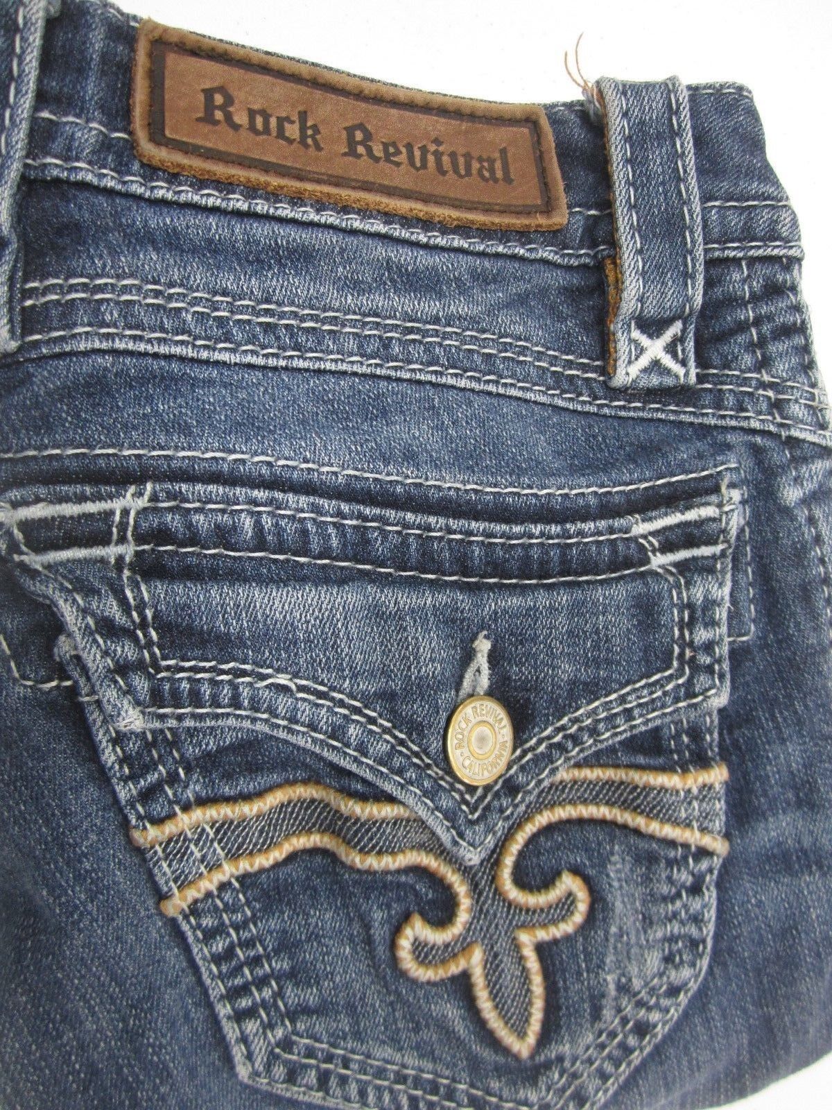 VERY NICE Rock Revival Stephan Boot Cut Medium Blue Jeans Size 26 x 32.5