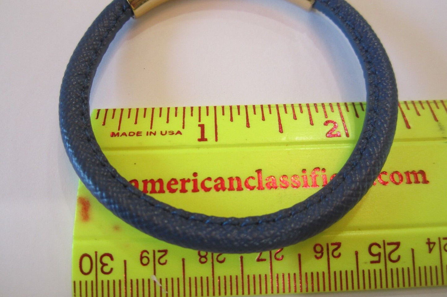 NWOT Michael Kors Logo Lock Blue Leather Gold Tone Bangle Bracelet *STUNNING*