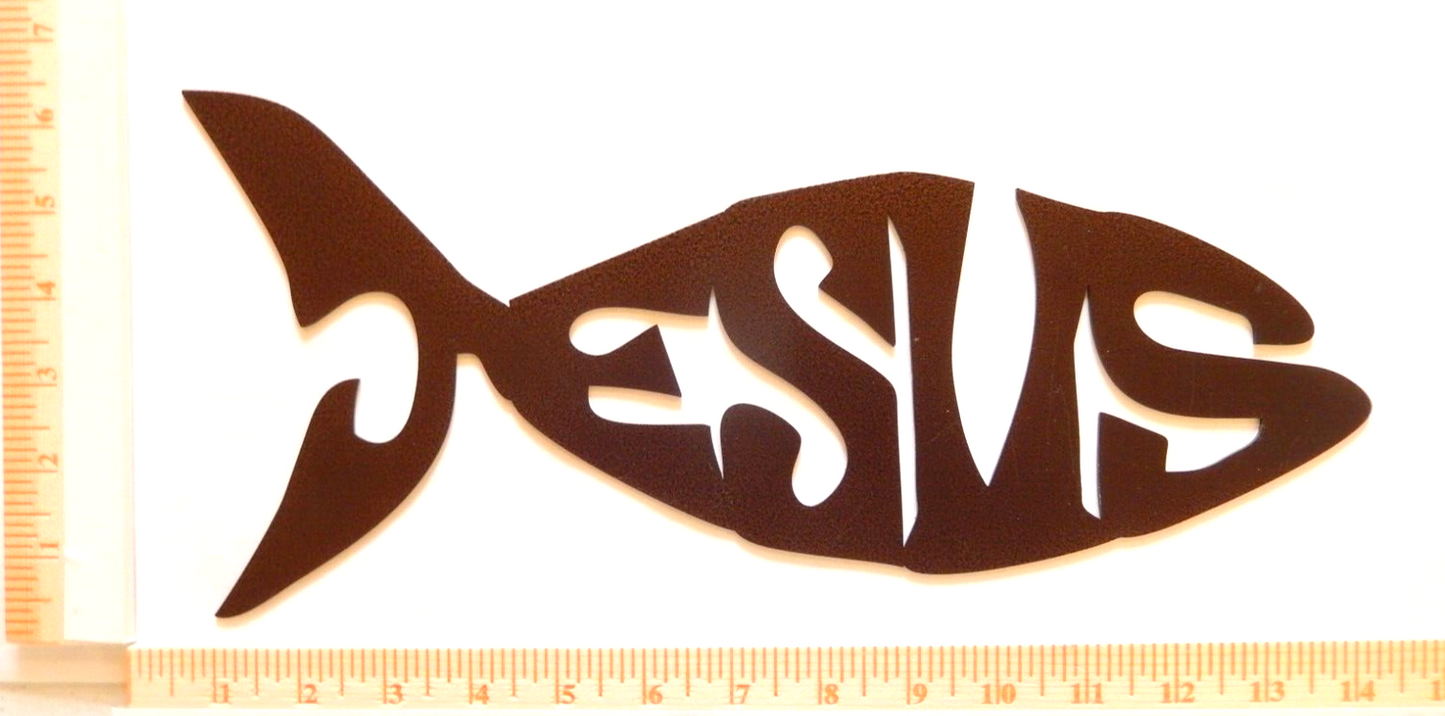 ~NEW~ 14ga. "JESUS FISH" - Copper Brown Powder Coat Metal Wall Art 13.5" x 6.25"