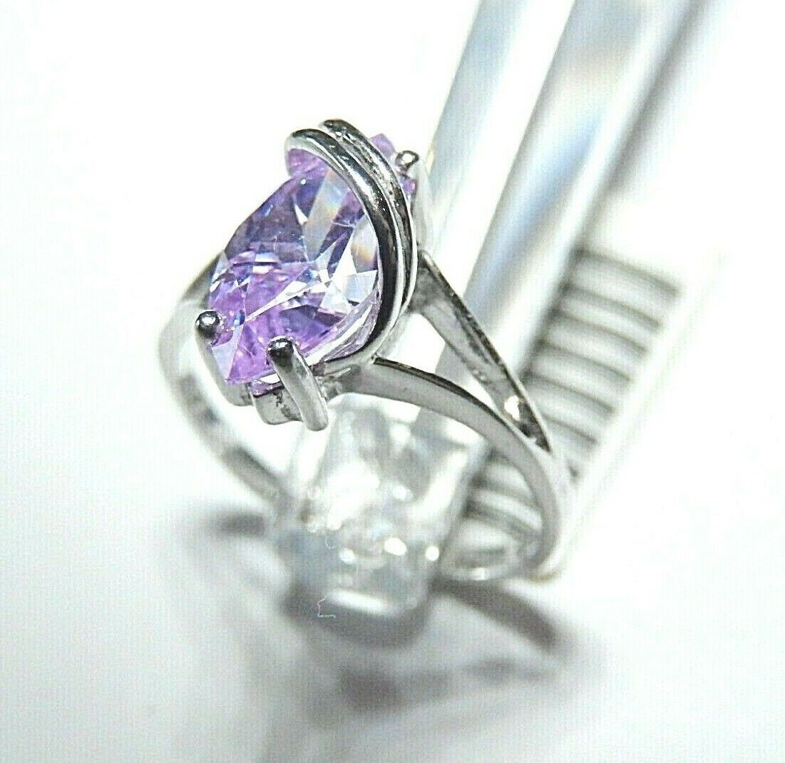 *NEW* 10k White Gold Lavender Marquise Topaz 1.5CT Solitaire Ring Size 7