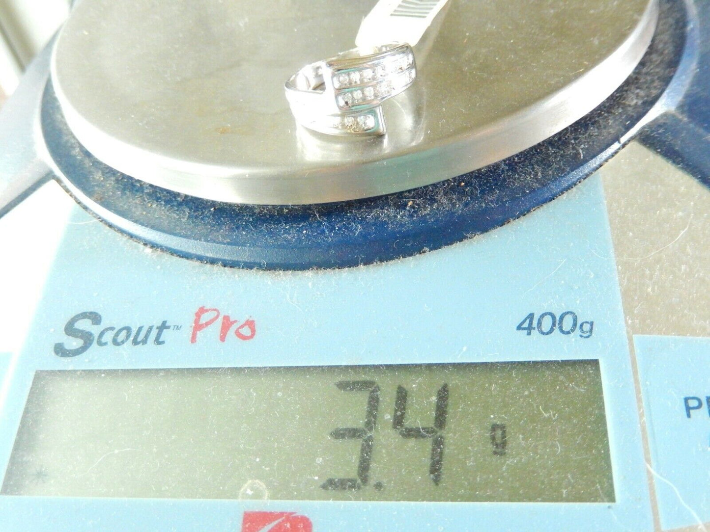 10K White Gold 14mm Wide Channel Set Diamond Bypass Wedding Ring Size 7.25