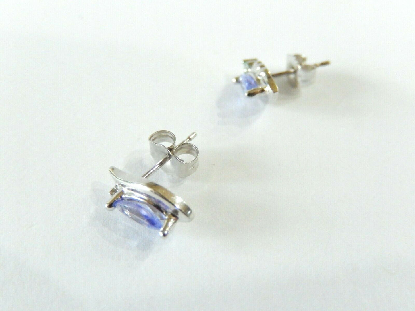 10K White Gold 1/2CT TW Purple Marquise Cut Tanzanite & Diamond Post Earrings
