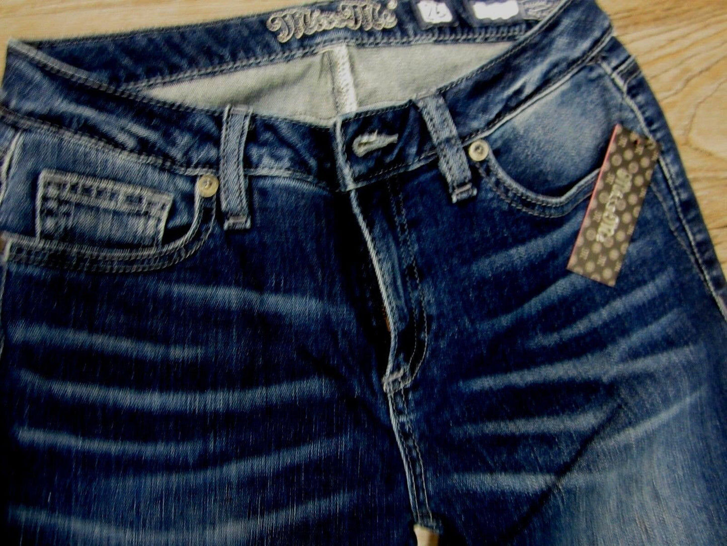 NWT MISS ME Embellished Pockets Skinny Stretch Jeans 26 x 30 Medium Blue M3033S