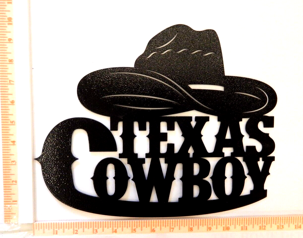 ~NEW~ 14ga. "TEXAS COWBOY HAT" Black Powder Coated Western Metal Art 13" x 10"