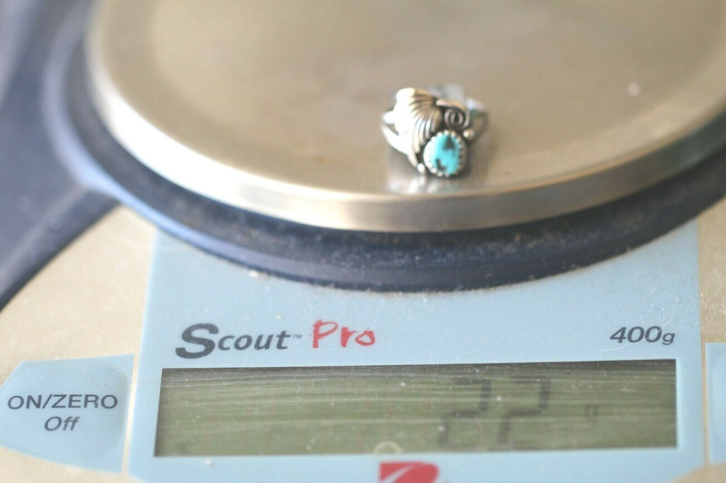 *VINTAGE* Native American Navajo Sterling Silver Turquoise Ring Size 4.25