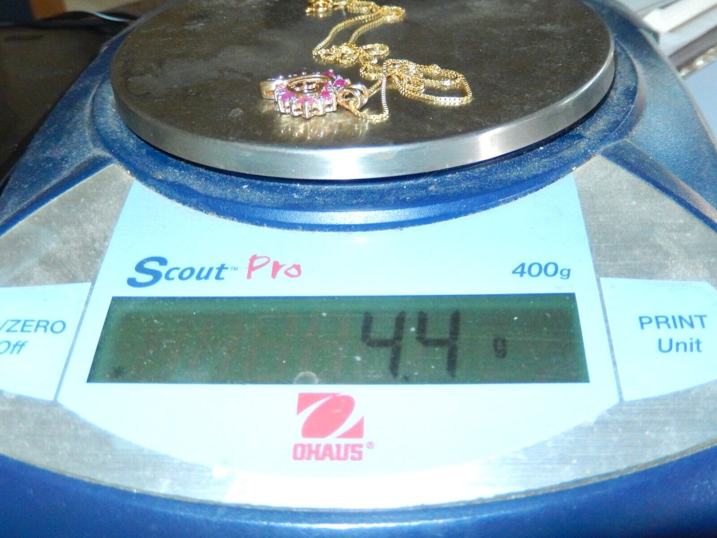 *VINTAGE* Gold Vermeil Sterling Natural Ruby & Diamond Heart Pendant w/18"chain