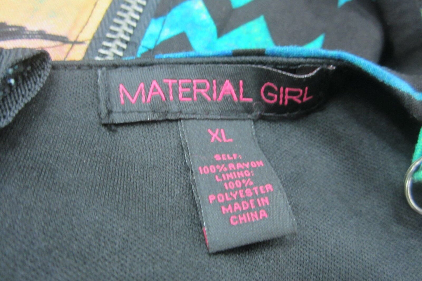 *VERY NICE* Material Girl Women's Dress Sheath Black Multi Polyester Sz XL