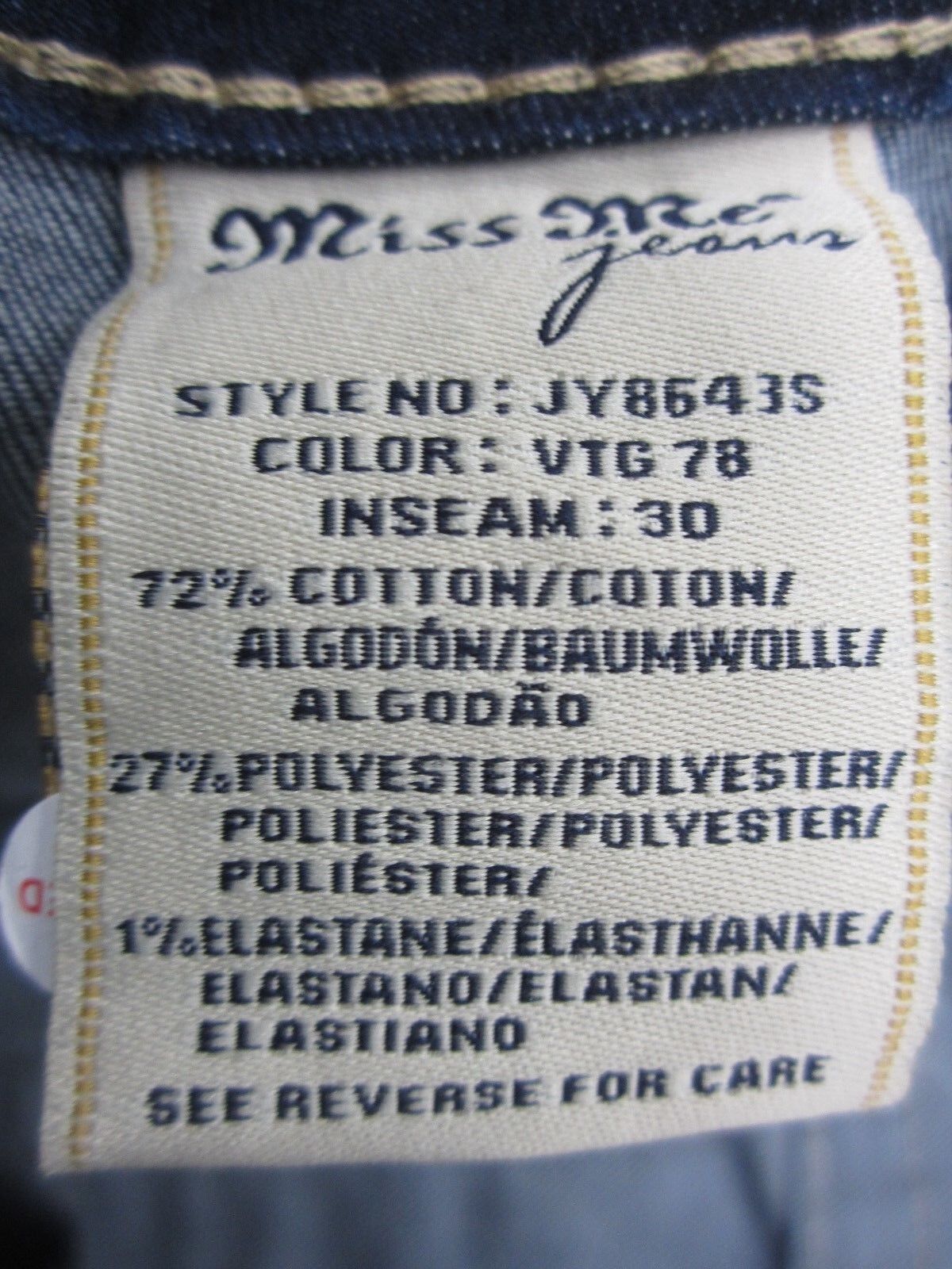 NWT MISS ME #JY8643S Signature Skinny Women's Jeans Size 29 x 30