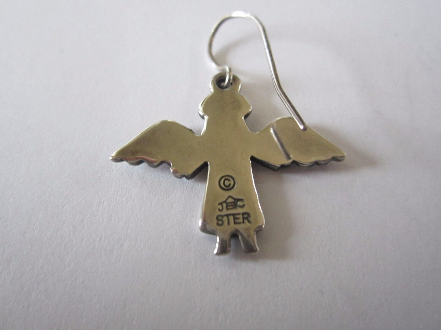Rare Retired Jeep Collins Sterling Silver Angel Dangle Hook Earrings