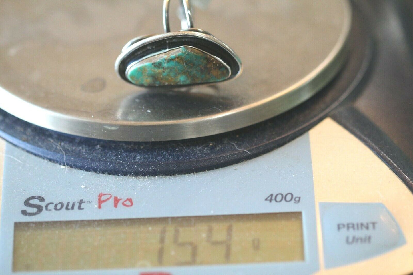 *VINTAGE* LARGE Sterling Silver Green TURQUOISE NATIVE AMERICAN RING Ring
