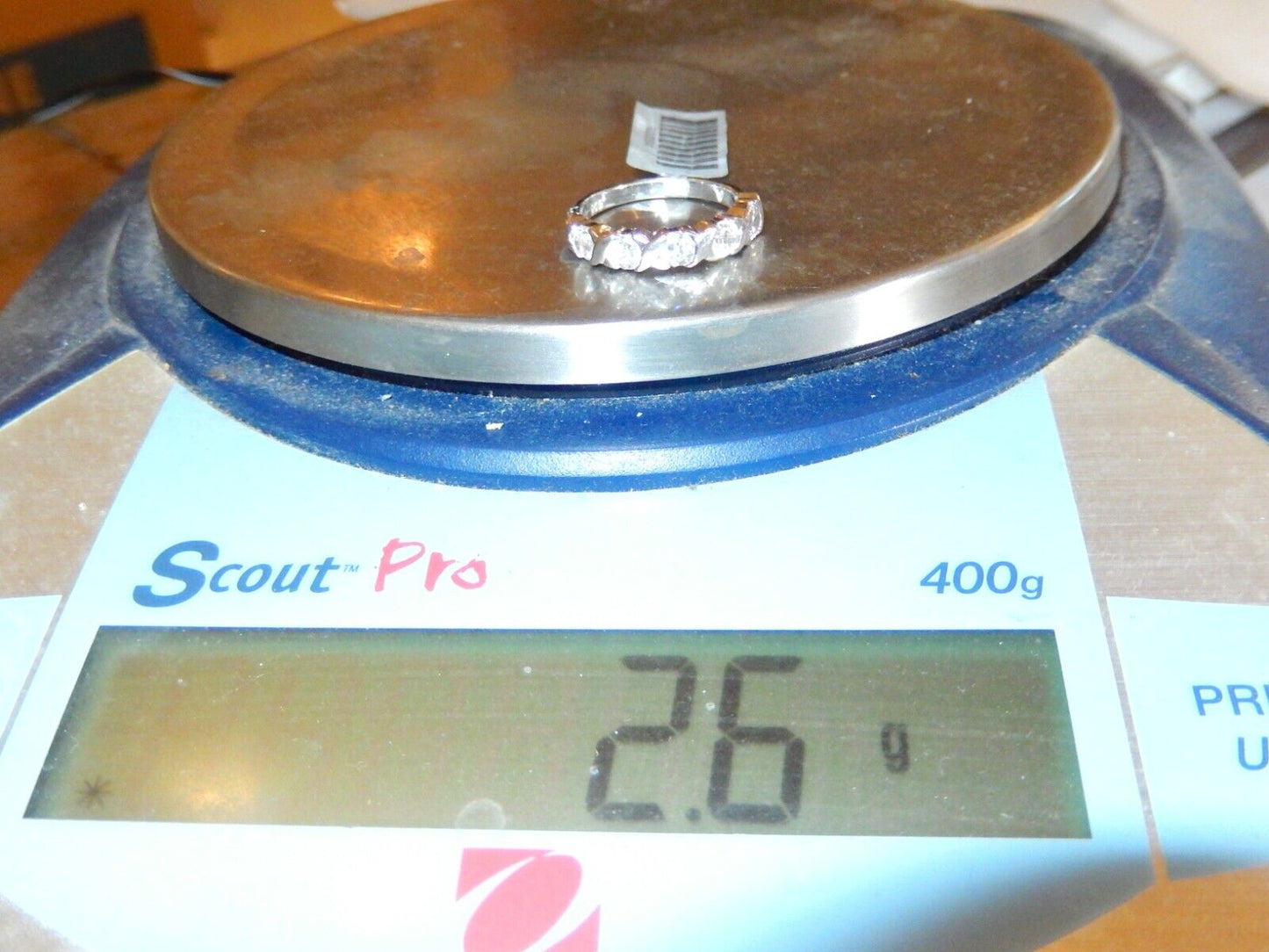 *VINTAGE* Sterling Silver HUGS & KISSES X's & O's 4mm CZ Band Ring Sz 5