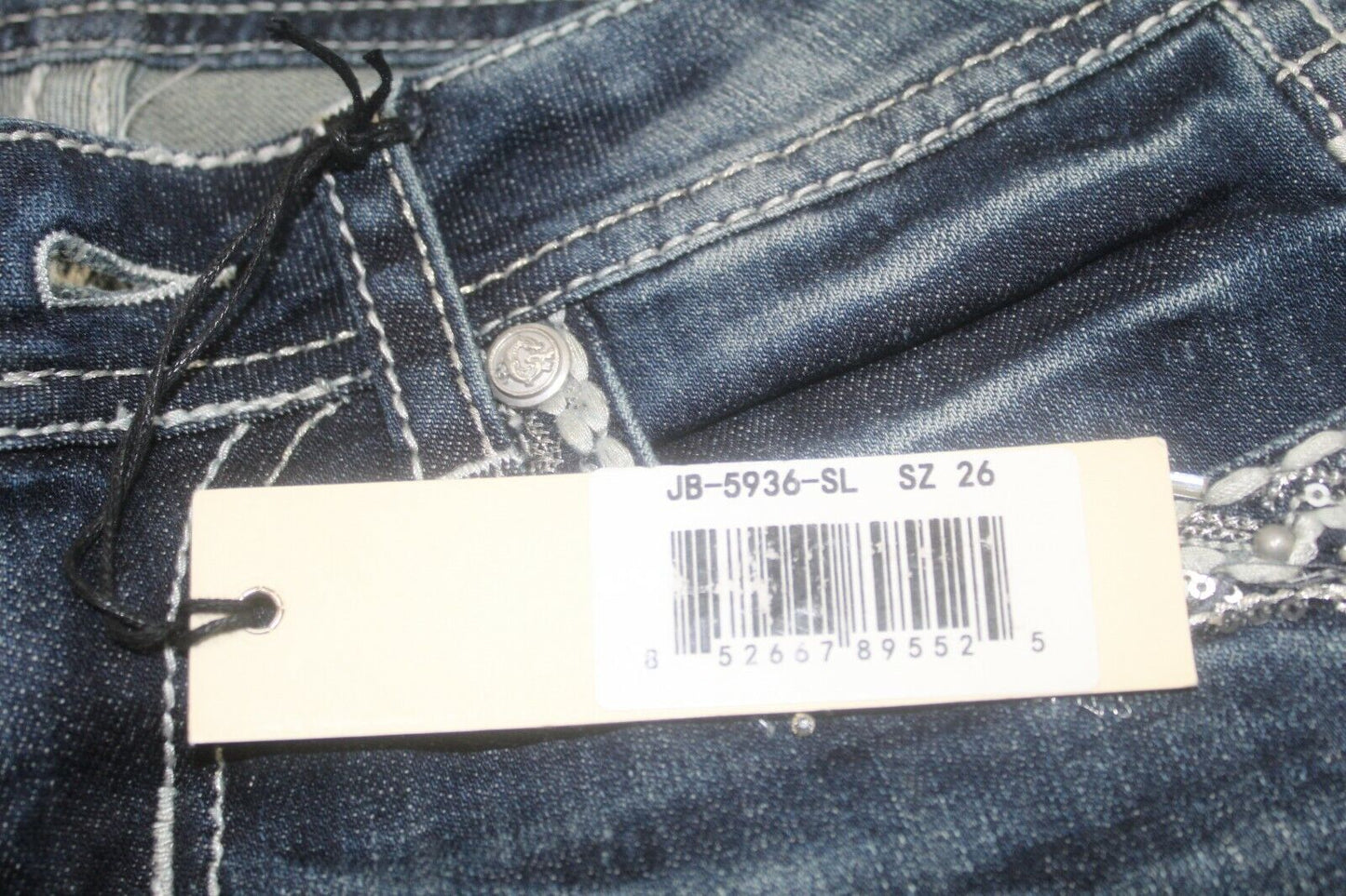 *NWT* GRACE IN LA Bootcut Jeans 4 Pocket Embroidery Aztek Pattern Sz W26 x L33