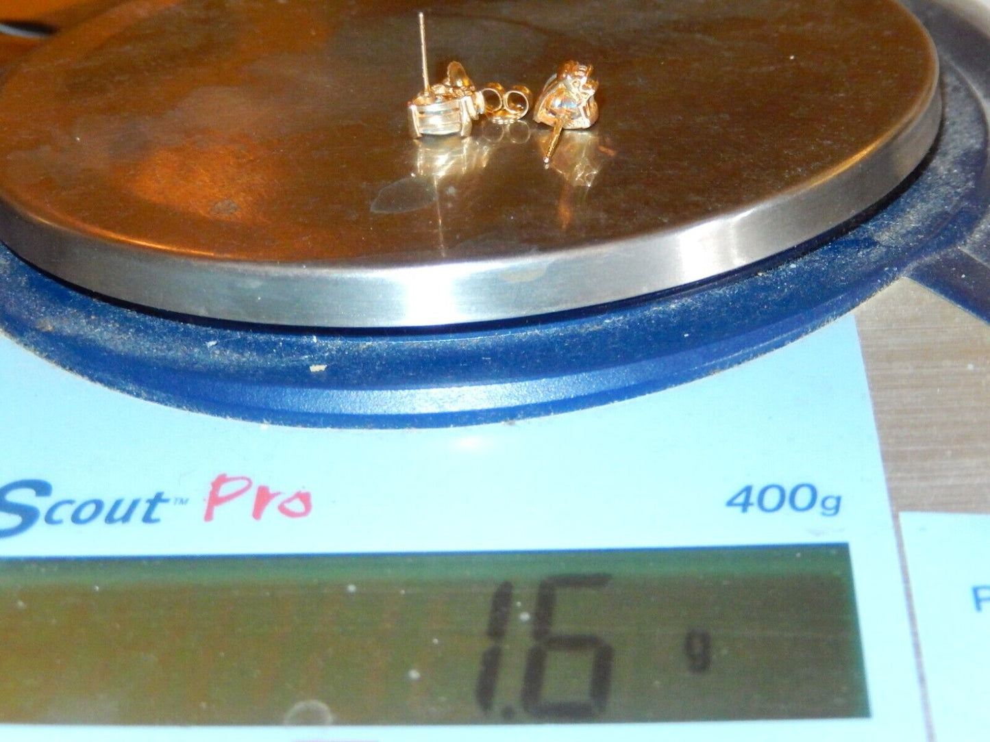 *VINTAGE* - 10k Yellow Gold Trillion Mystic Topaz and Diamond Stud Earrings