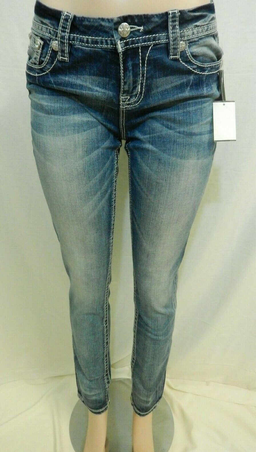 *NWT* MISS ME B3182ESR Easy Skinny Mid-Rise Angel Wings Jeans Size 25 x 31
