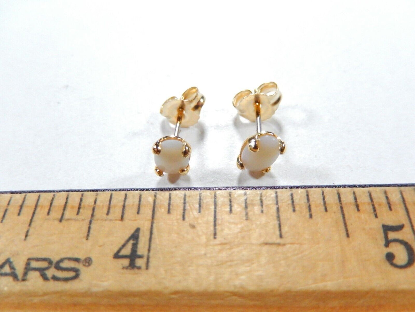 14K Yellow Gold Plated 6mm x 4mm 1.00 CT TW Oval Shape Opal Stud Earrings
