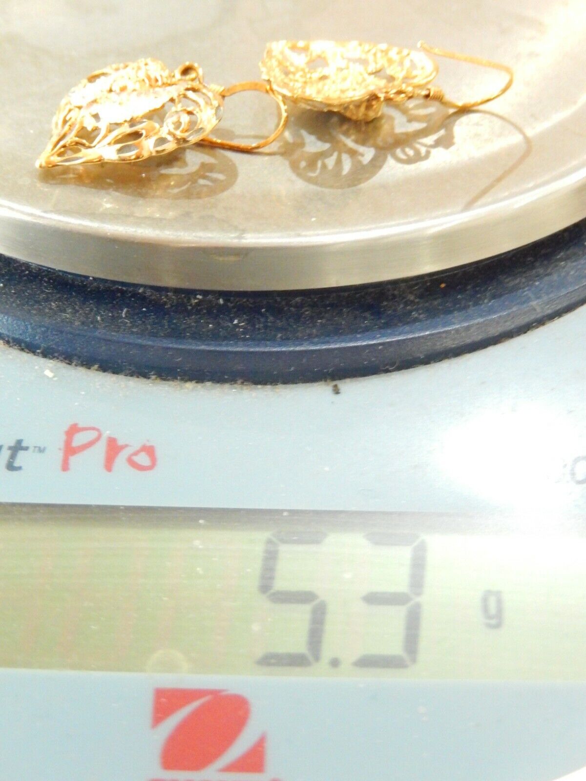 14K Yellow Gold Vermeil Sterling Angel Heart Hook Earrings