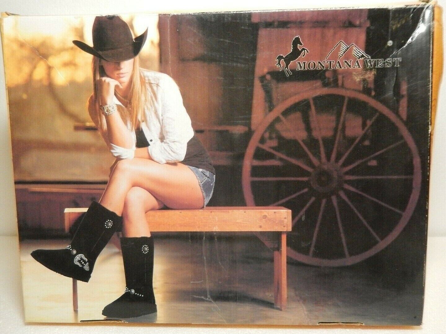 *NIB* Montana West Embroidered Collection Boots BST-021 BR CROSS BOOT CHAIN Sz 6