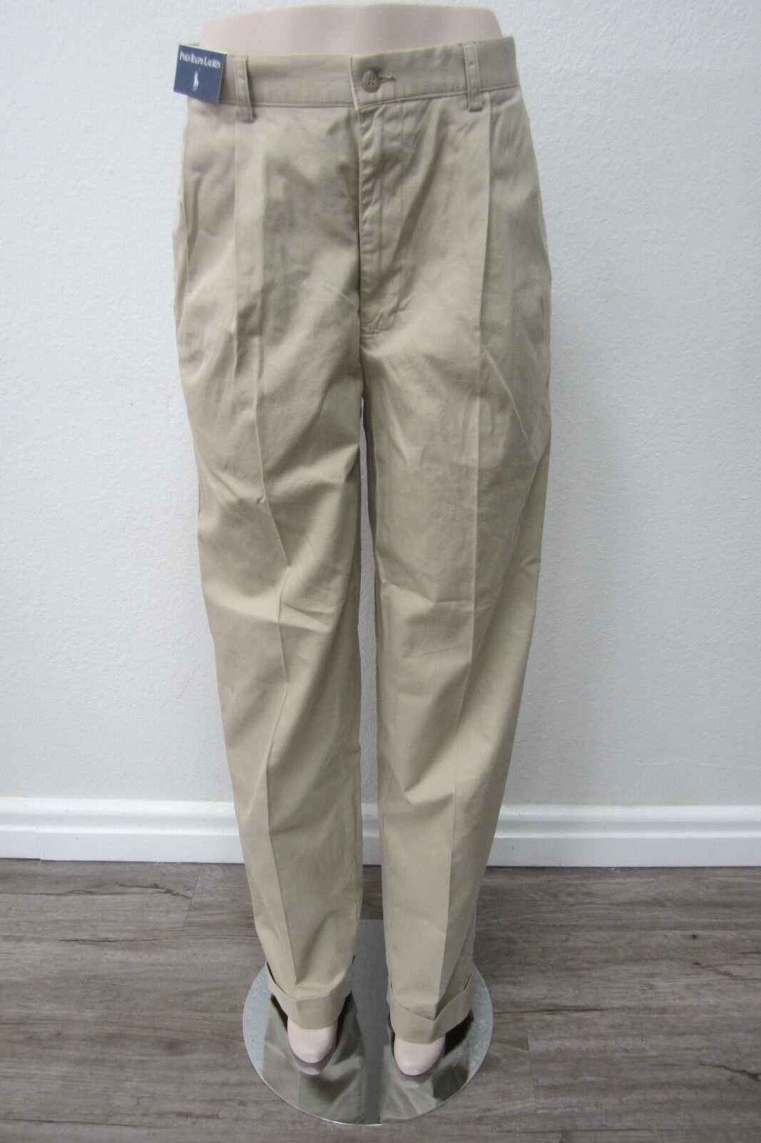 *NWT* POLO RALPH LAUREN SIENA CHINO PANT Pleated Front Khaki W32 x 32 pants