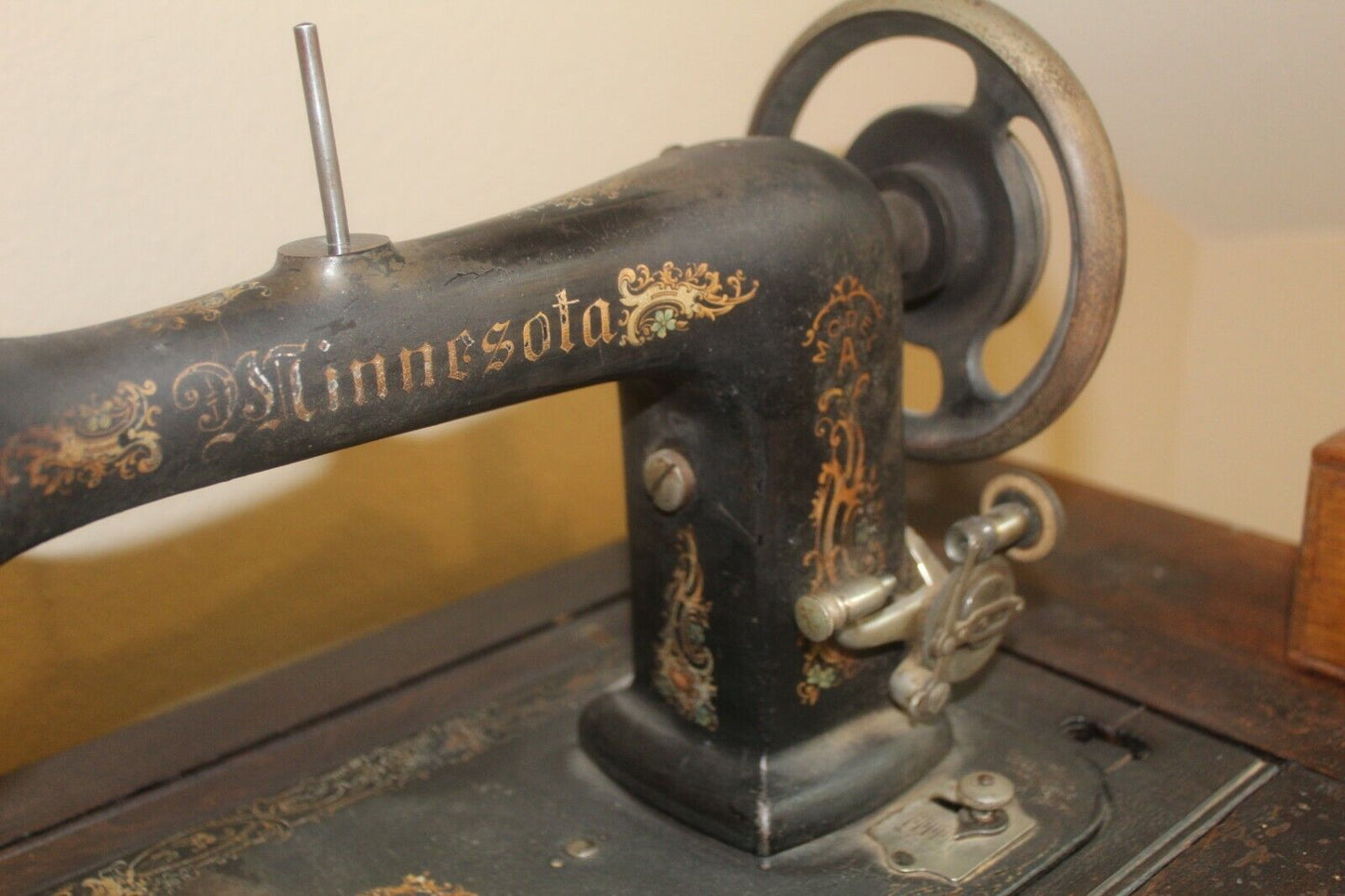1900's Antique Minnesota Model "A" Treadle Sewing Machine with 7 Drawer Cabinet