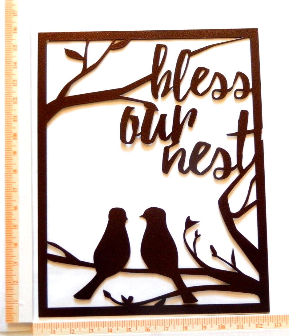 ~NEW~LARGE 14ga. - "BLESS OUR NEST" Copper Brown Metal Wall Art - 16" x 12"