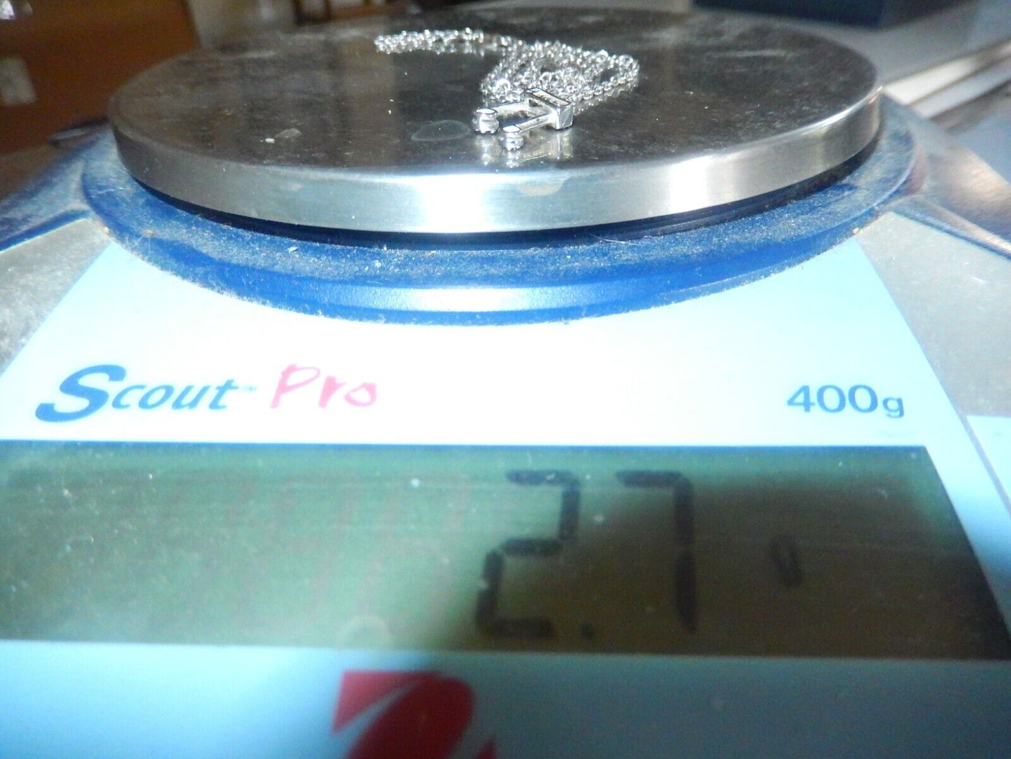 10K Solid White Gold Natural Diamond Music Note Pendant w/18"chain