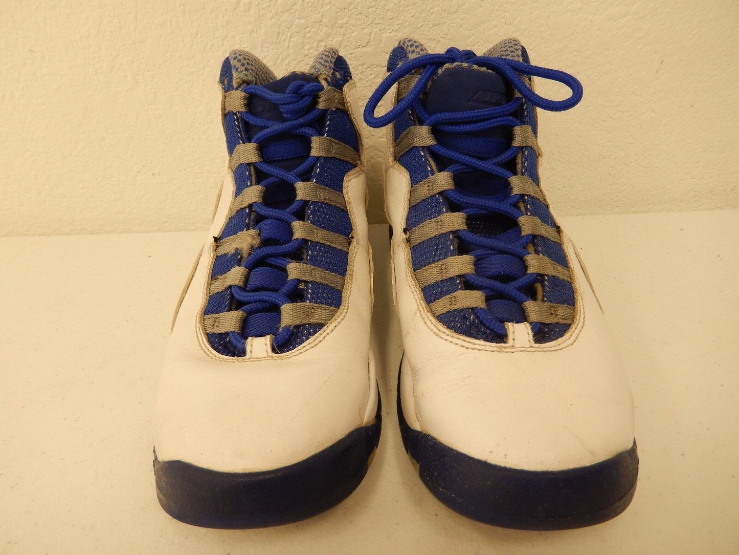 NIKE AIR JORDAN 10 X RETRO TXT-WHT/RYL- BLUE/STEALTH-STEEL (487215-107)SZ 7Y