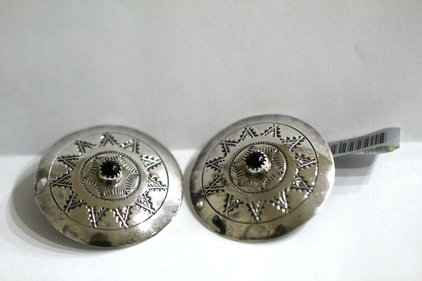 *VINTAGE* LARGE Navajo Sterling Silver Handmade 1.5" Earrings Marked C.S.