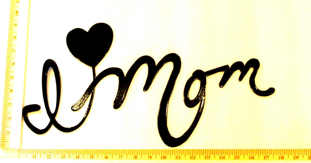 *NEW* - I Heart Mom 14ga. Thick Black Metal Wall Art 18" x 9"
