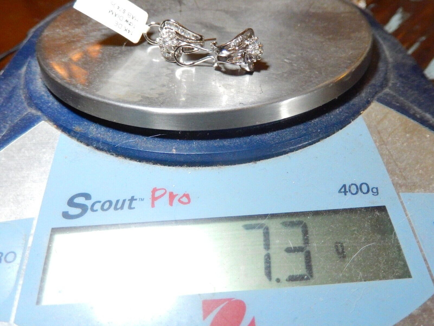*NWT* HIGH END 1ct Natural VS Diamond Earrings 14K White Gold w French Clips