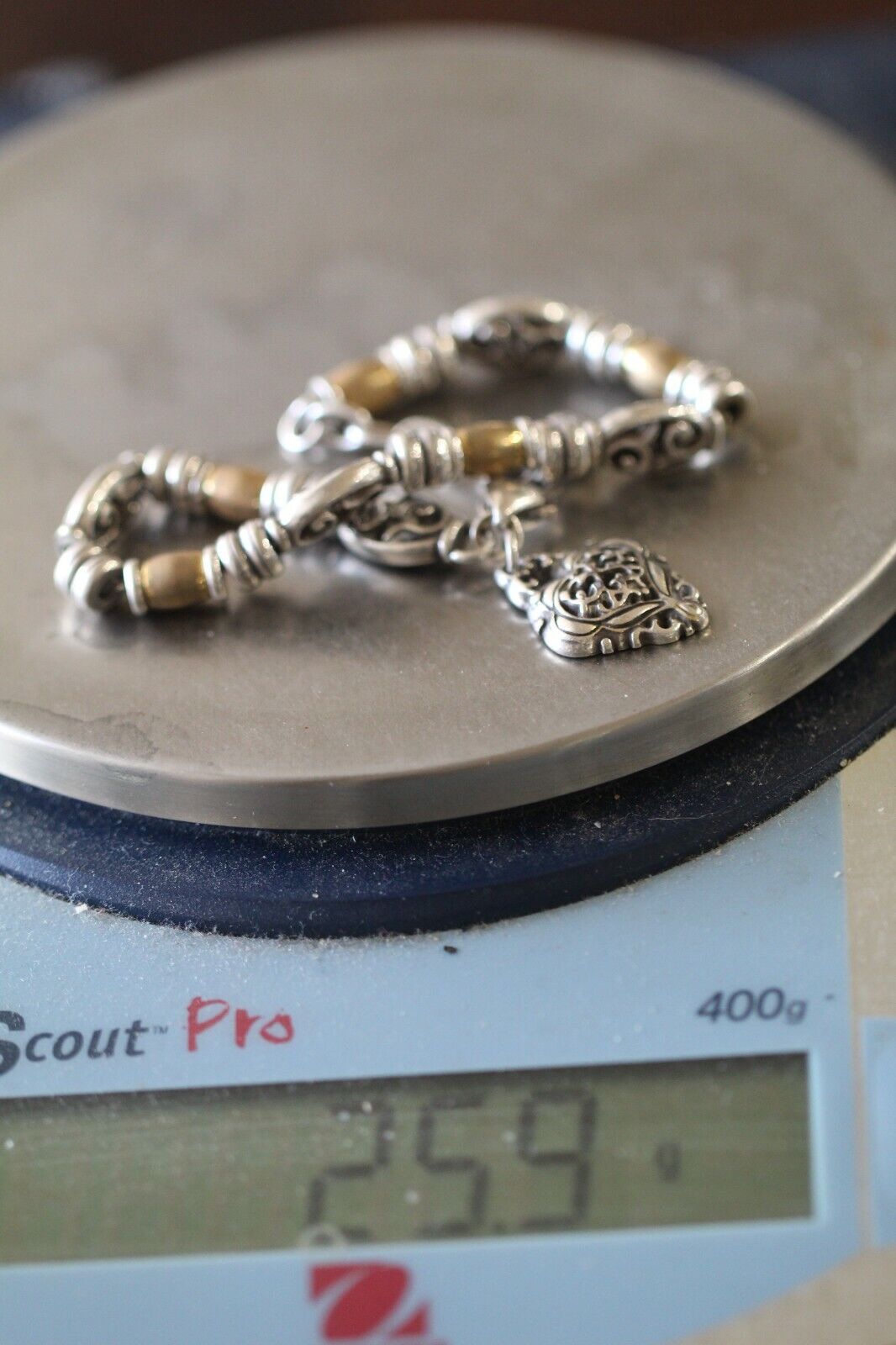 *RETIRED* BRIGHTON SYMPHONY Heart Silver Gold 2 Tone Retired BRACELET
