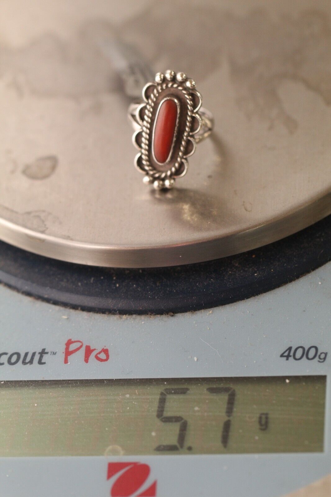 *VINTAGE* NATIVE AMERICAN Sterling Silver Jasper Ring SZ 6.75 Signed III