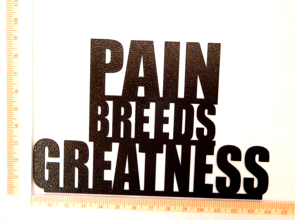~NEW~ 14ga. "PAIN BREEDS GREATNESS" Copper Brown Colored Metal Wall Art 12"x9"