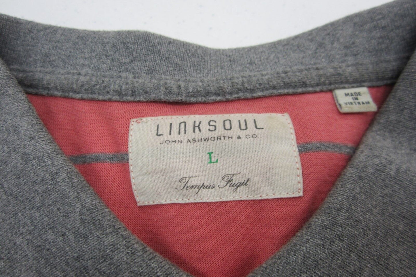 Linksoul Tempus Fugit Mens Short Sleeve Luxury Cotton Golf Polo Shirt Sz Large