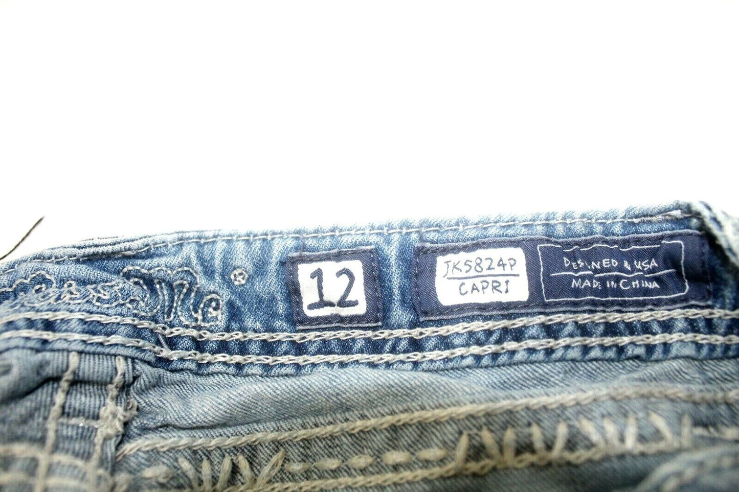 Miss Me Girls Size 12 Capri Jeans JK5824P Bling Rhinestones