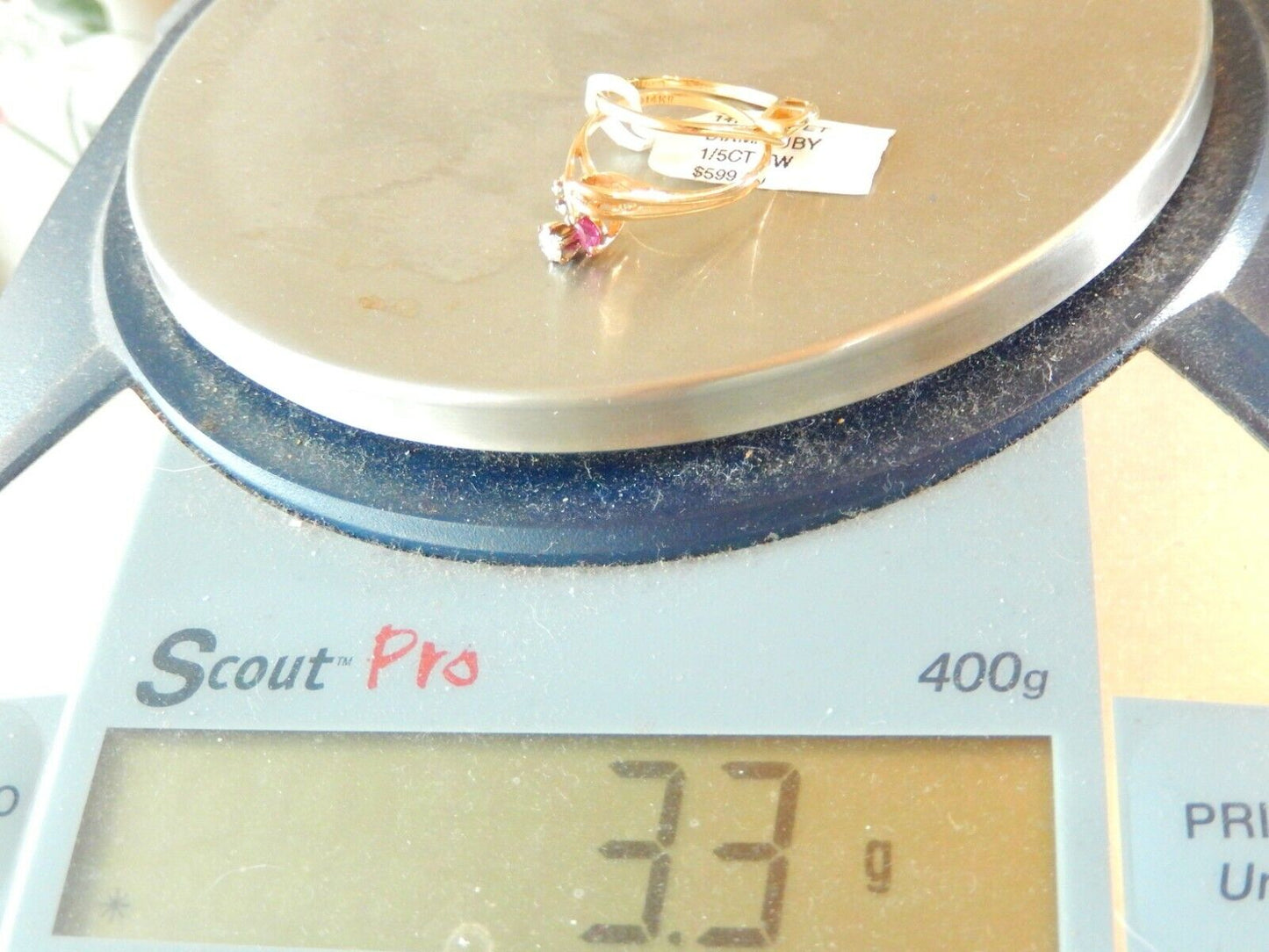 *VINTAGE* 14K Yellow Gold Natural VS Diamond & Ruby Engagement Bridal Ring Set