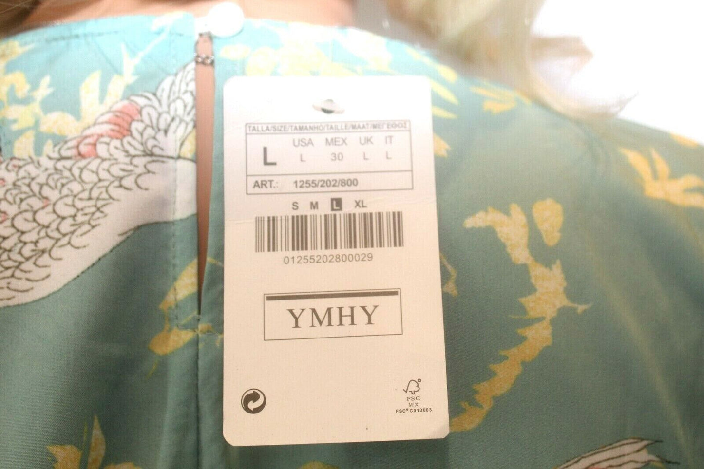 *NWT* YMHY Mint Green Floral with Bird Design Dress Size Large "SUPER CUTE"