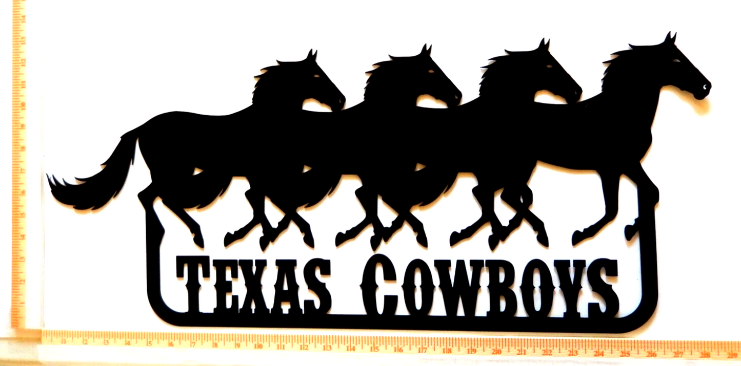 ~NEW~ LARGE - 14ga. - "TEXAS COWBOYS RUNNING HORSES" Metal Wall Art 29" x 12"