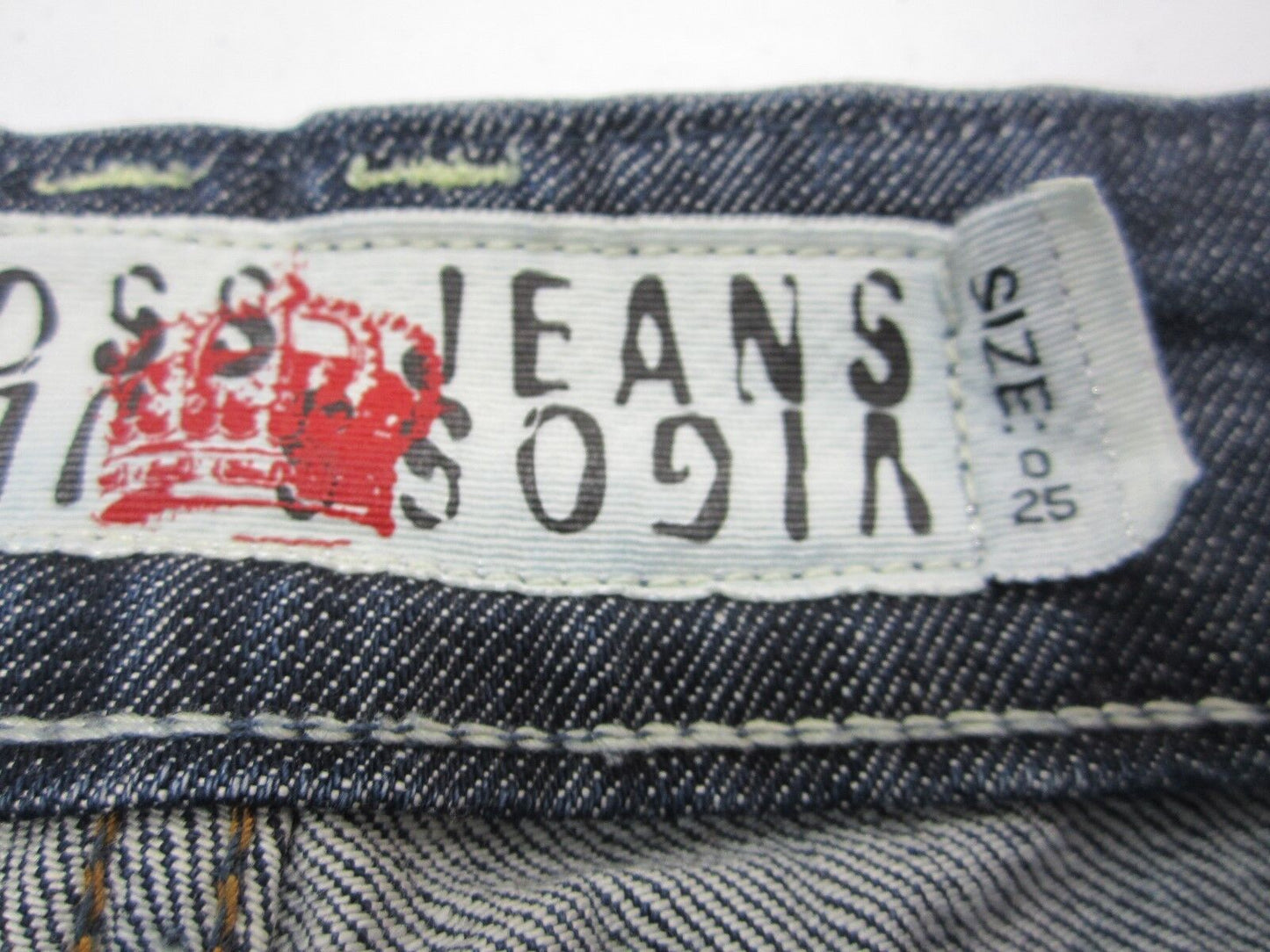 VERY NICE VIGOSS Boot Stretch Zipper Back Pockets Blue Jeans 25" X 32"