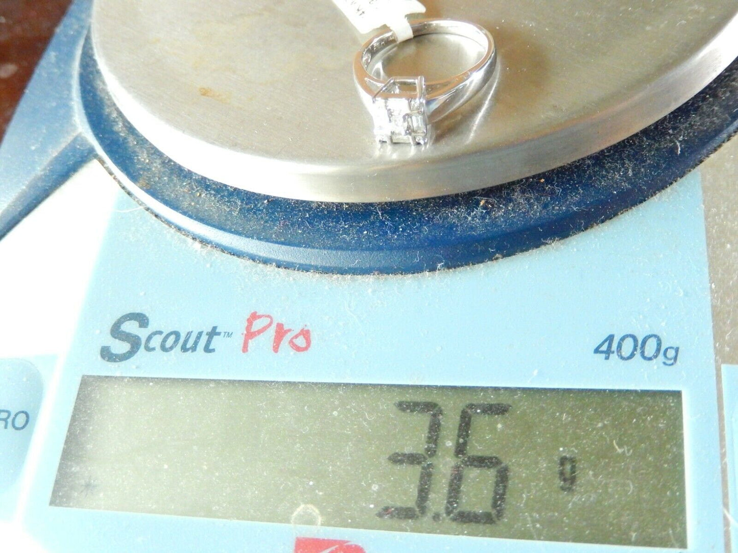 *VINTAGE* 14K White Gold .33CT Round & Baguette Diamond Engagement Wedding Ring